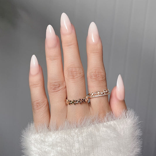 Soft White Ombre Press-on Nails